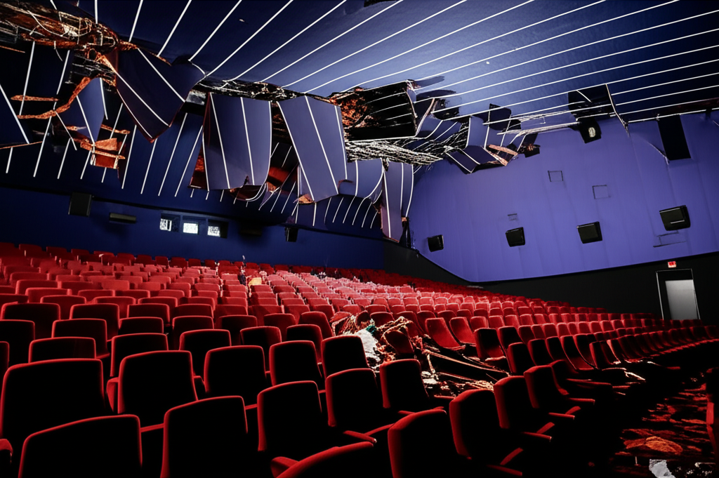 චිත්රපටයක් ප්රදර්ශනය වන අතරතුර ඉන්දියාවේ සිනමා ශාලාවක සිවිලිමක් කඩා වැටී අනතුරක්